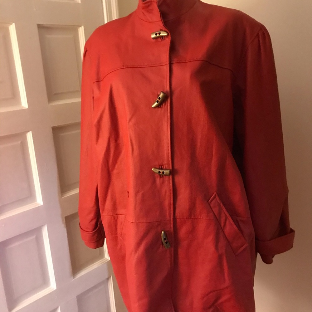 🔥Red leather coat🔥 - Picture 2 of 8